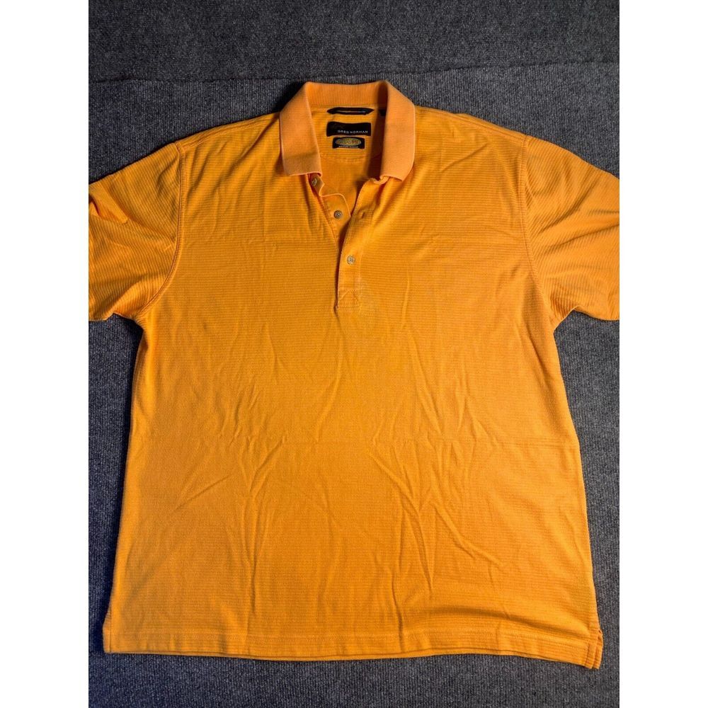 Greg Norman Polo Shirt Men XL Yellow Play Dry Moisture Wicking Short Sleeve Slit